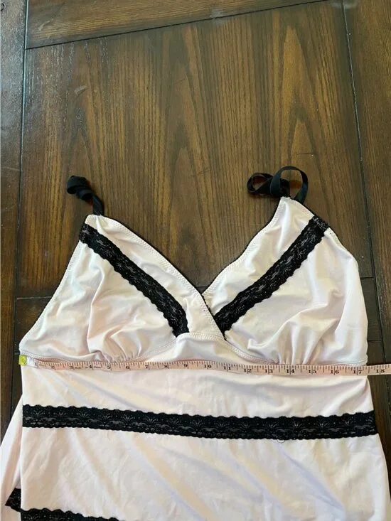 Avenue Body Pink Black Lace Striped Stretch Chemise Ballletcore Nightgown  22/24 - Picture 6 of 7